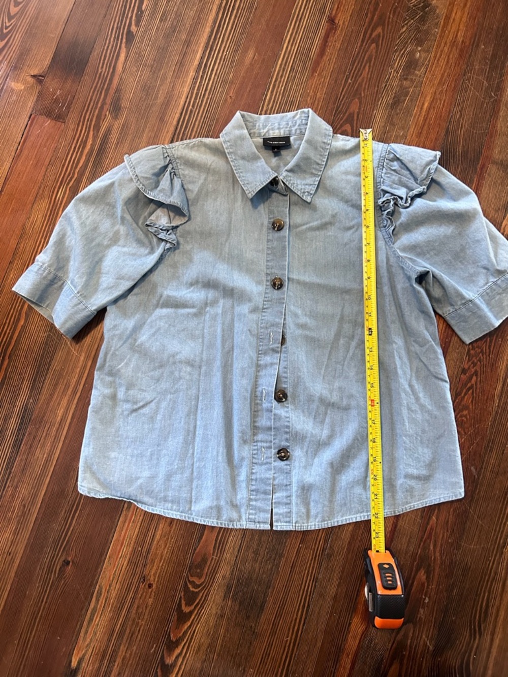 Who What Wear Pale Blue Chambray Button-Up Shirt